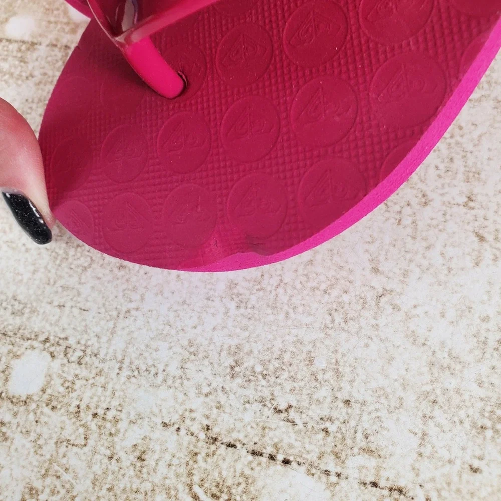 Roxy Viva VI Kid Flip Flop Sandal Sz 3 Hot Pink Leather Comfort Slip On Open Toe